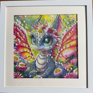 Colorful Dragon Art Print in White Frame, 30»*30»